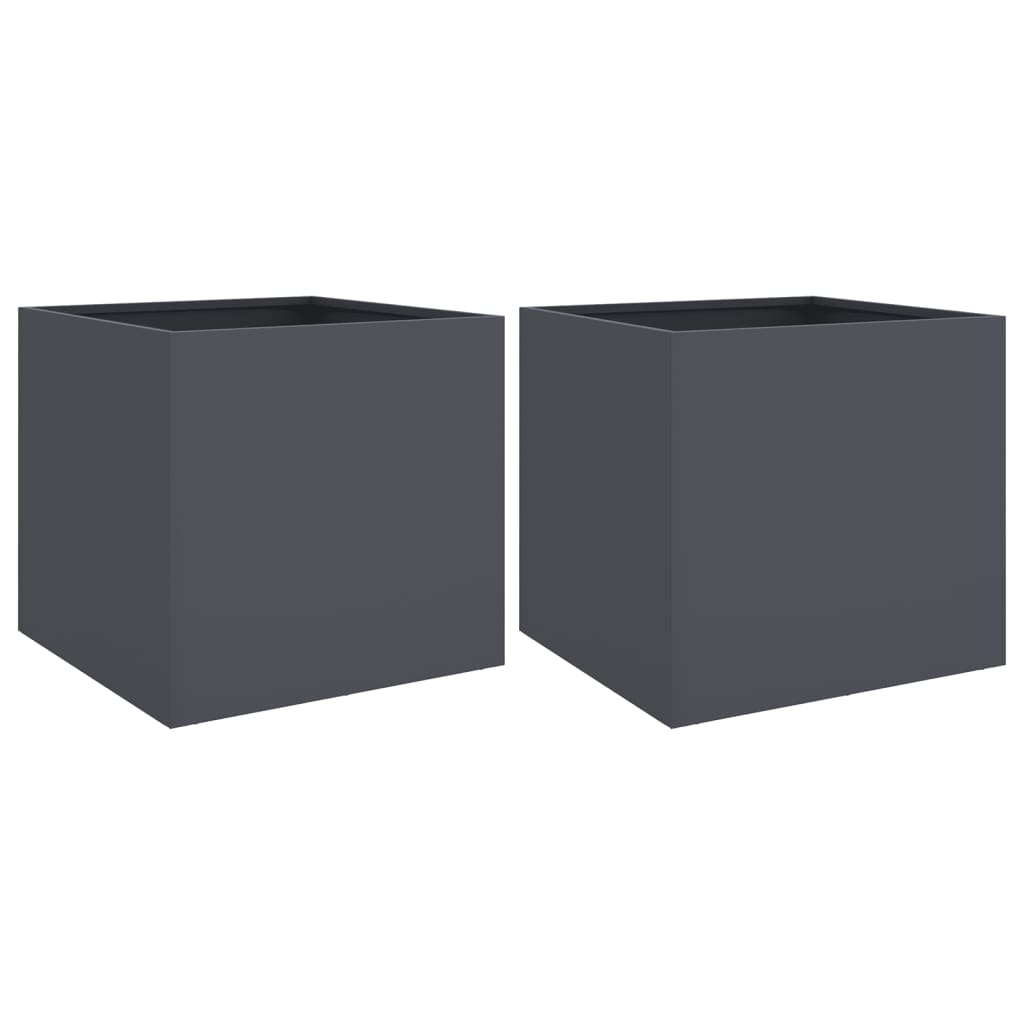 vidaXL Planter Set of 2 Anthracite Cold-rolled steel Medium