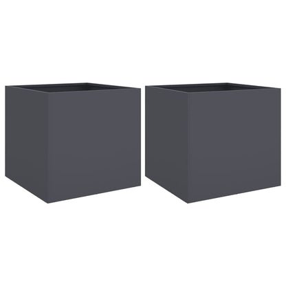 vidaXL Planter Set of 2 Anthracite Cold-rolled steel Medium
