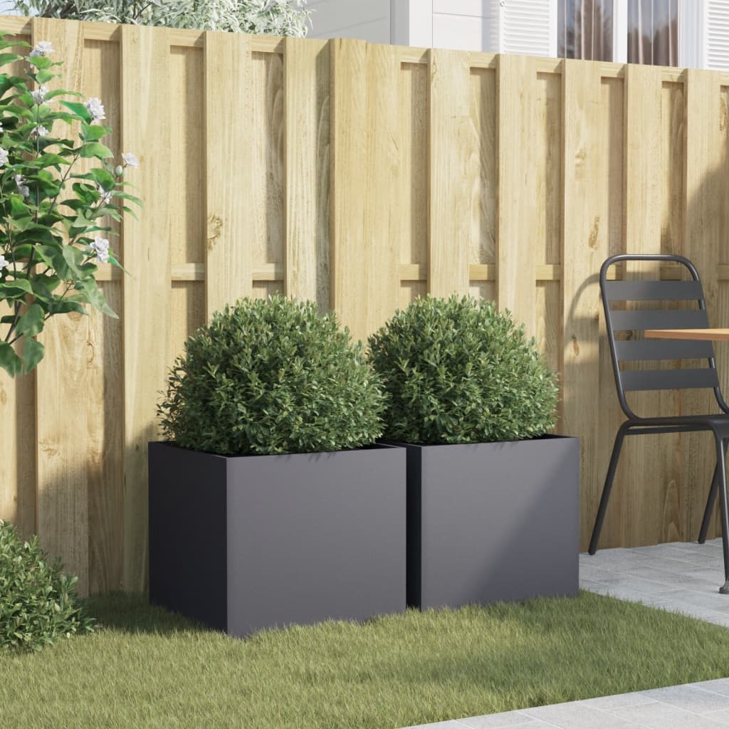 vidaXL Planter Set of 2 Anthracite Cold-rolled steel Medium