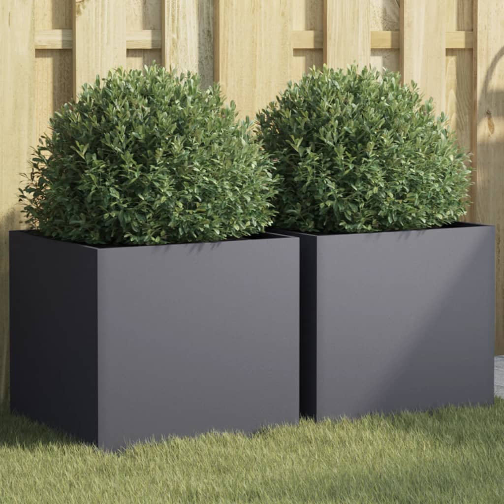 vidaXL Planter Set of 2 Anthracite Cold-rolled steel Medium