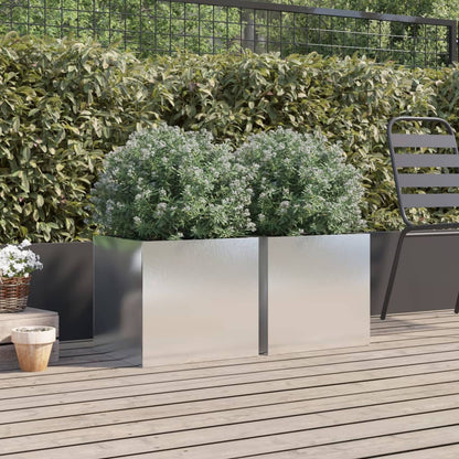 vidaXL Planter Set of 2 Silver Stainless Steel Medium