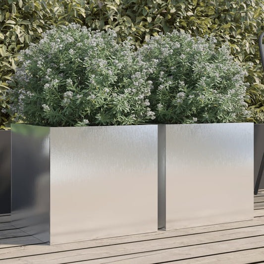 vidaXL Planter Set of 2 Silver Stainless Steel Medium