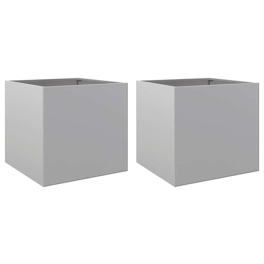 Planters 2 pcs Silver 42x40x39 cm Galvanised Steel