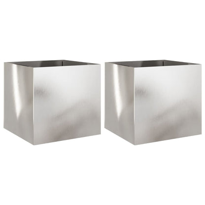 vidaXL Planter Set of 2 Silver Stainless Steel Large Decorative Inlays