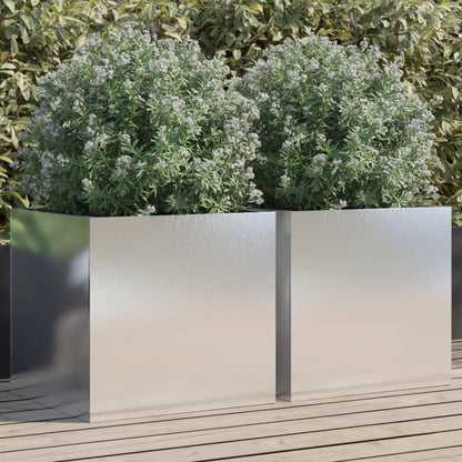 vidaXL Planter Set of 2 Silver Stainless Steel Large Decorative Inlays
