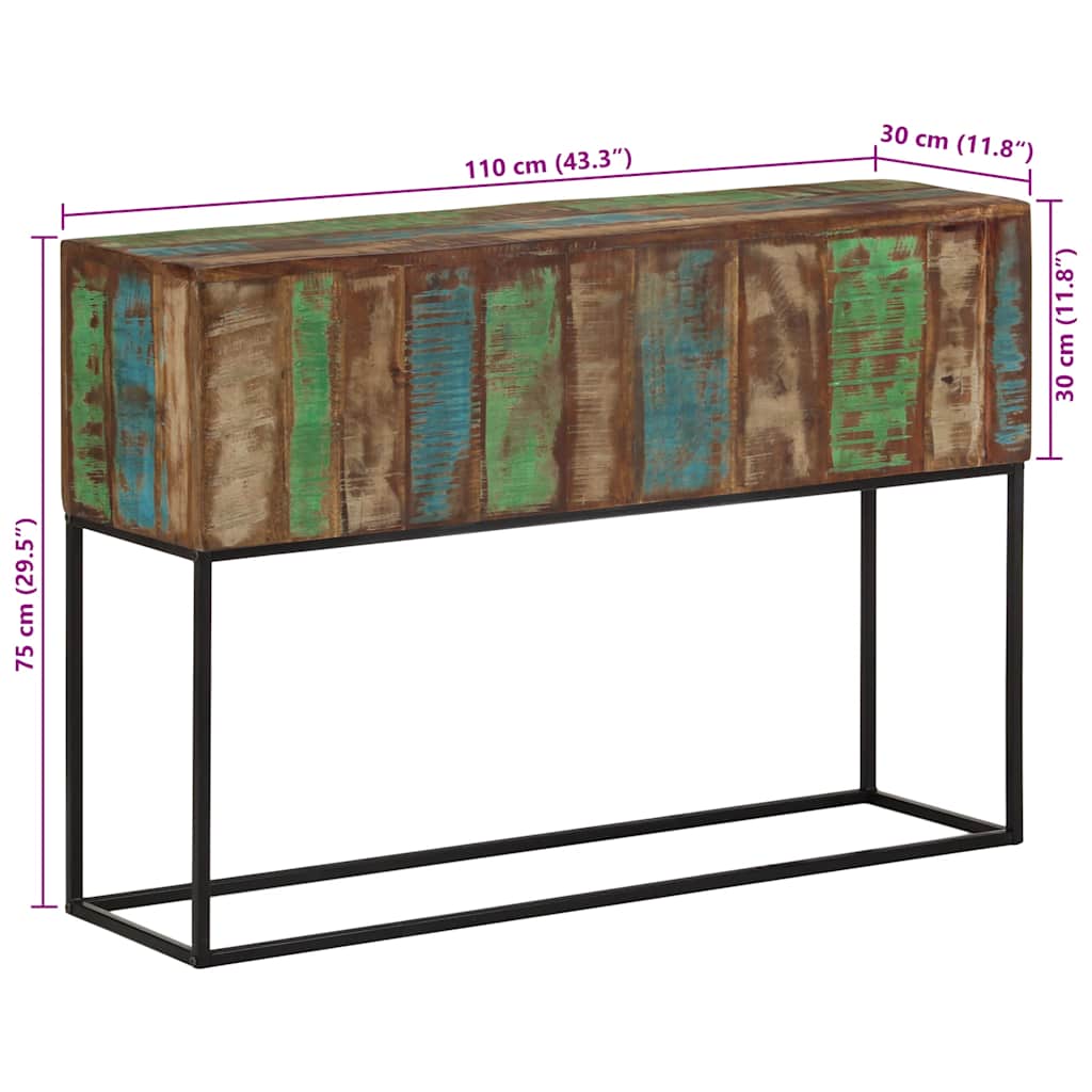 Console Table 110x30x75 cm Solid Wood Reclaimed and Iron
