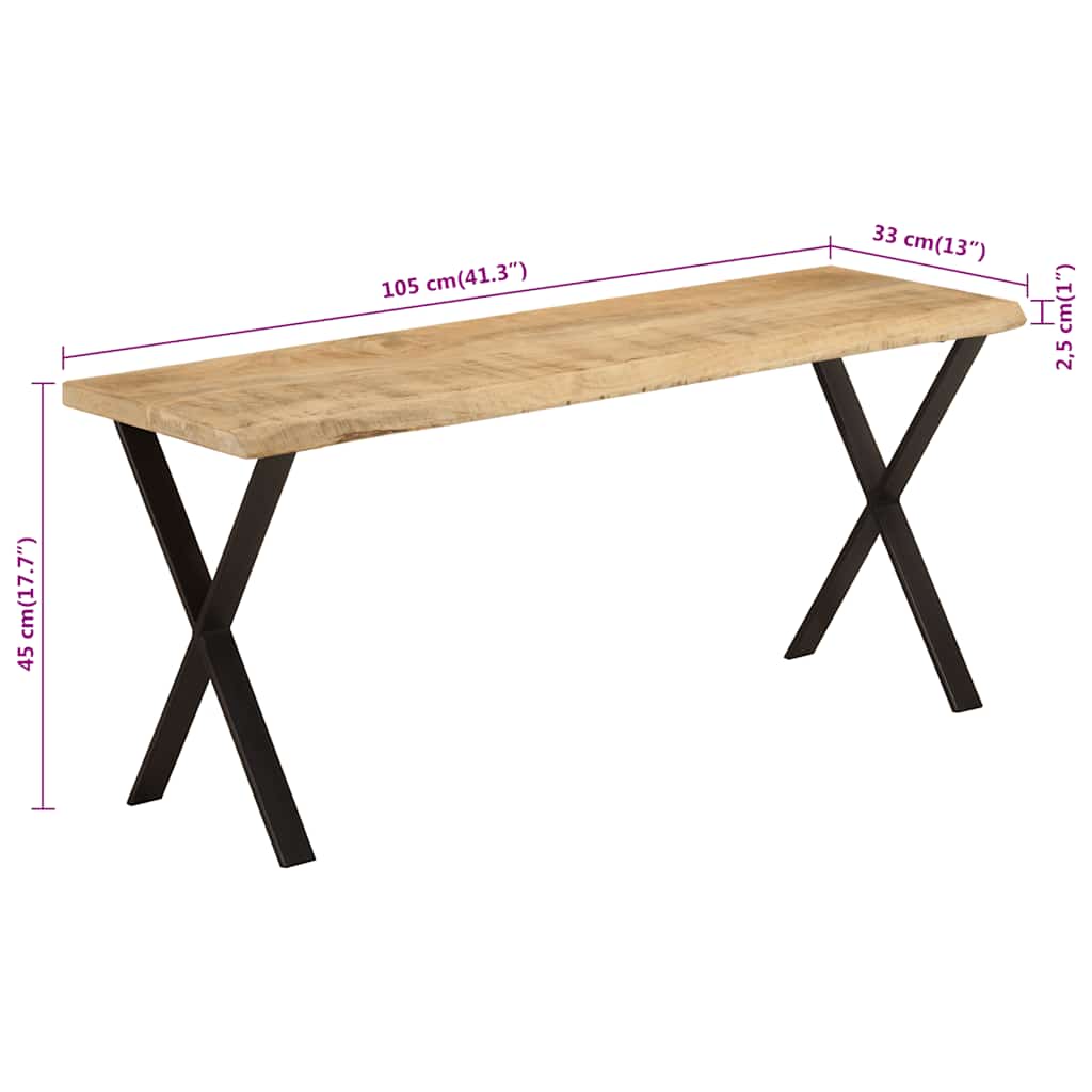 Bench with Live Edge 105 cm Solid Wood Mango