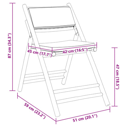 4 Piece Folding Bistro Chairs with Dark Grey Cushions Bamboo