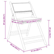 4 Piece Folding Bistro Chairs with Dark Grey Cushions Bamboo