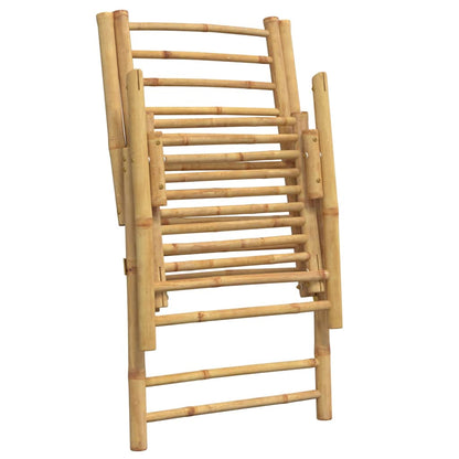 4 Piece Folding Patio Reclining Chairs with Cream White Cushions Bamboo