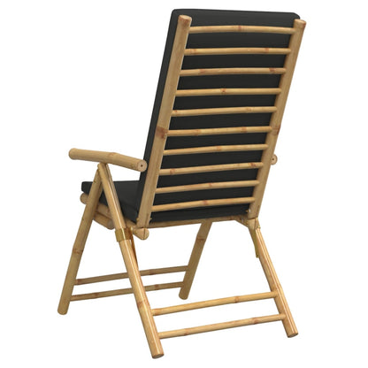 6 Piece Folding Patio Reclining Chairs with Dark Gray Cushions Bamboo