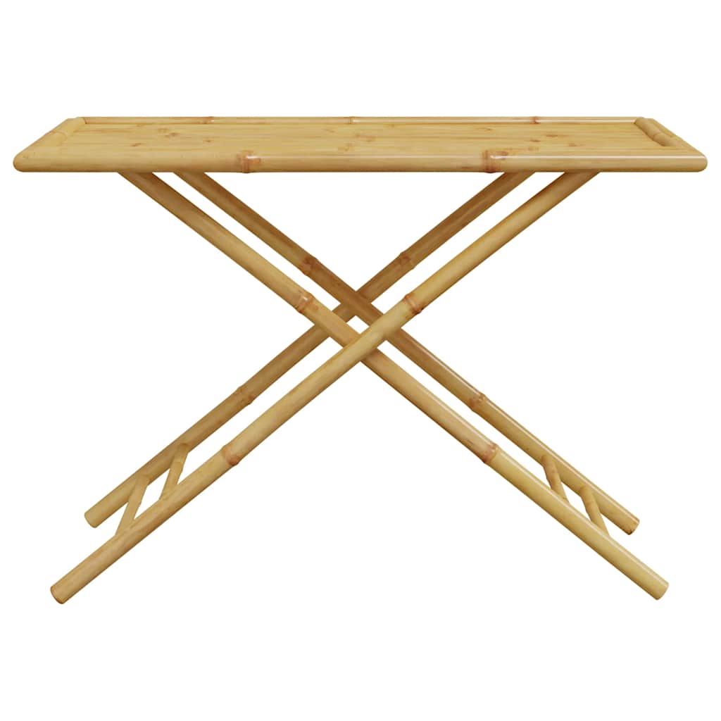 5 Piece Folding Bistro Set with Dark Gray Cushions Bamboo