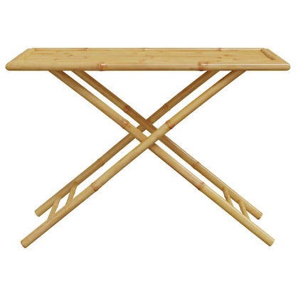 5 Piece Folding Bistro Set with Dark Gray Cushions Bamboo