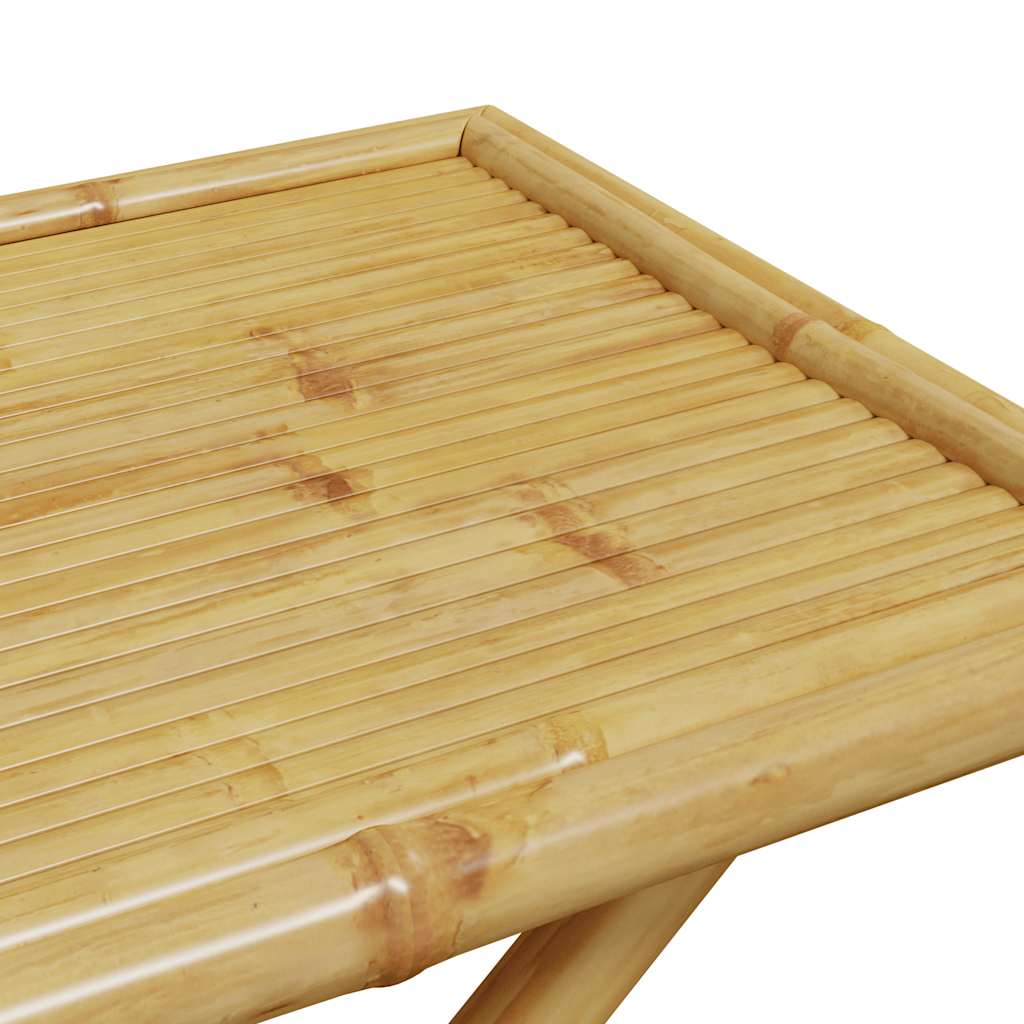 5 Piece Folding Bistro Set with Dark Gray Cushions Bamboo