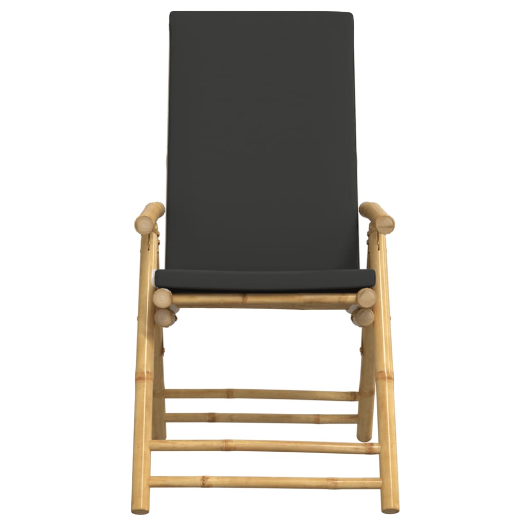 3 Piece Folding Bistro set with Dark Gray Cushions Bamboo