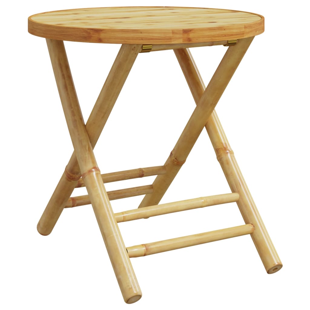 3 Piece Folding Bistro set with Dark Gray Cushions Bamboo