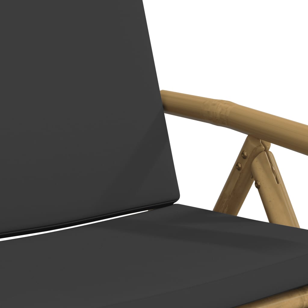 3 Piece Folding Bistro set with Dark Gray Cushions Bamboo