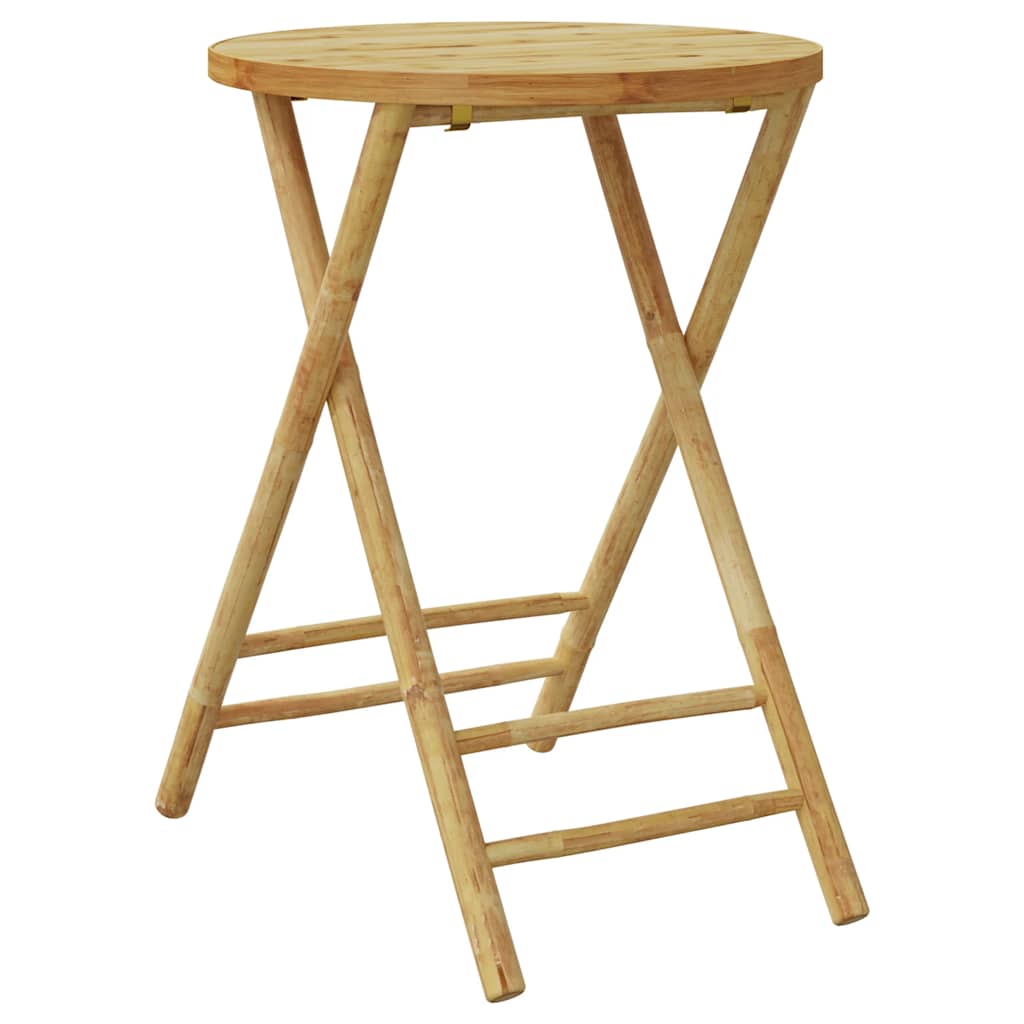3 Piece Folding Bistro Set with Dark Gray Cushions Bamboo