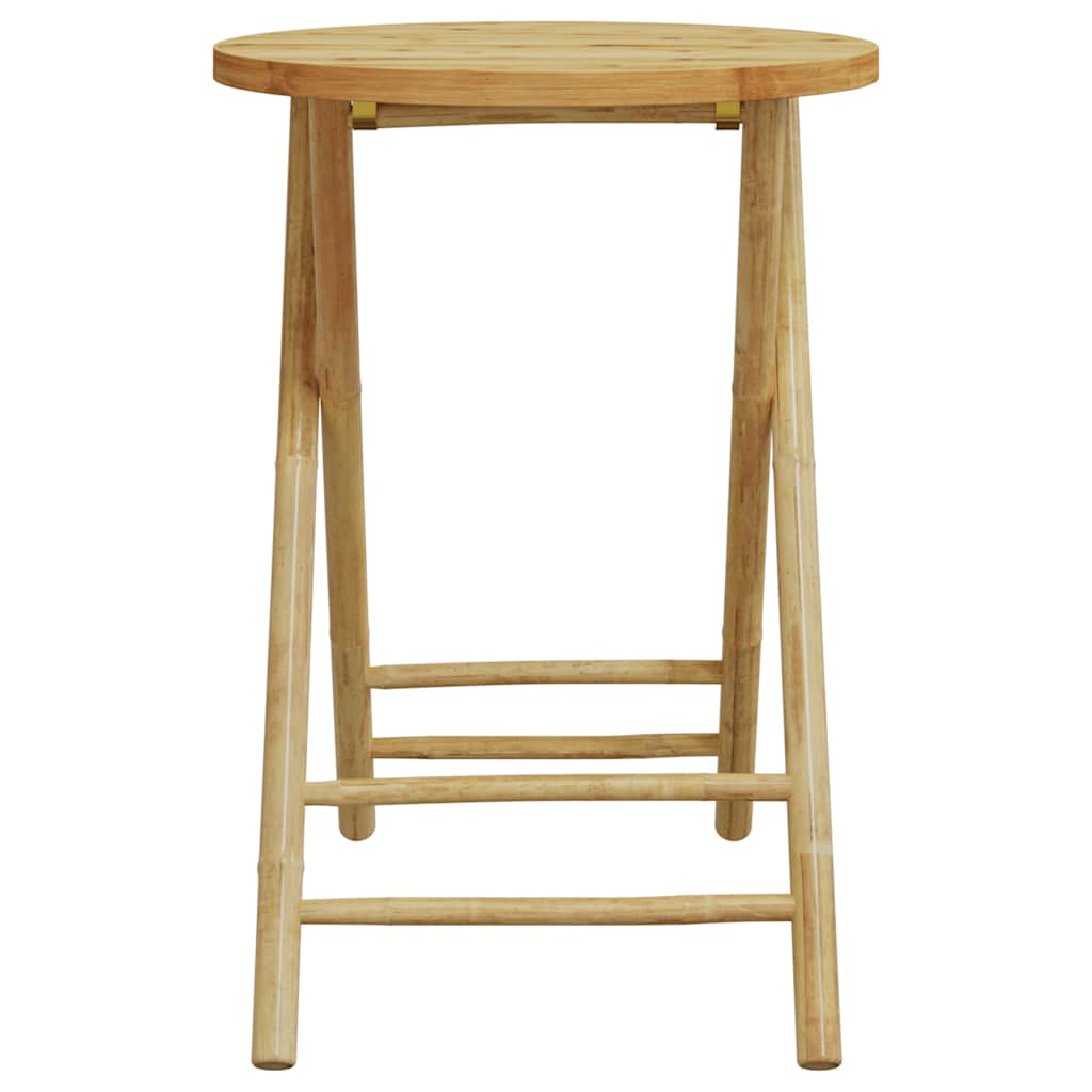 3 Piece Folding Bistro Set with Dark Gray Cushions Bamboo