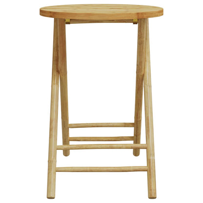 3 Piece Folding Bistro Set with Dark Gray Cushions Bamboo