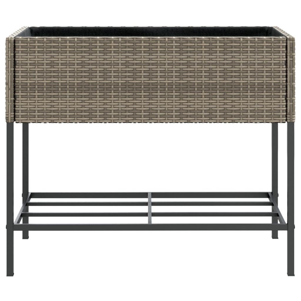 Garden Planters with Shelf 2 pcs Grey 90x40x75 cm Poly Rattan