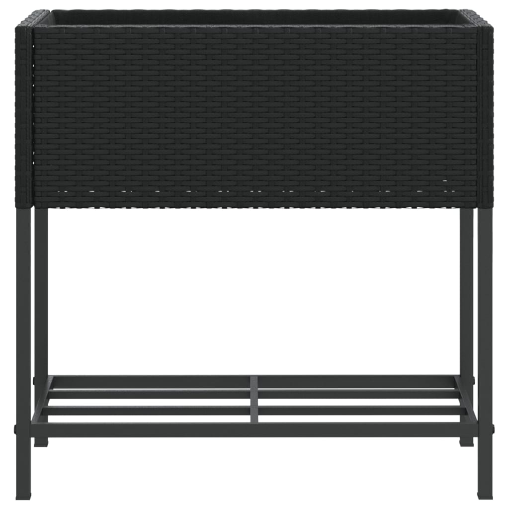 Garden Planters with Shelf 2 pcs Black 70x28x70 cm Poly Rattan