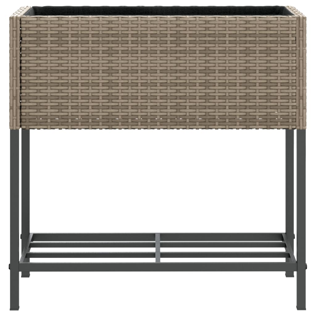 Garden Planters with Shelf 2 pcs Grey 70x28x70 cm Poly Rattan