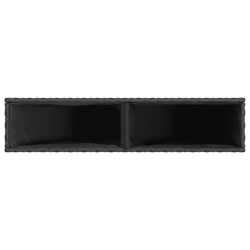 Garden Planters with 2 Pots 2 pcs Black 90x20x40 cm Poly Rattan