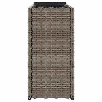 Garden Planters with 2 Pots 2 pcs Grey 90x20x40 cm Poly Rattan
