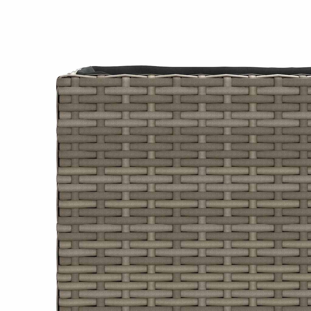 Garden Planters with 2 Pots 2 pcs Grey 90x20x40 cm Poly Rattan