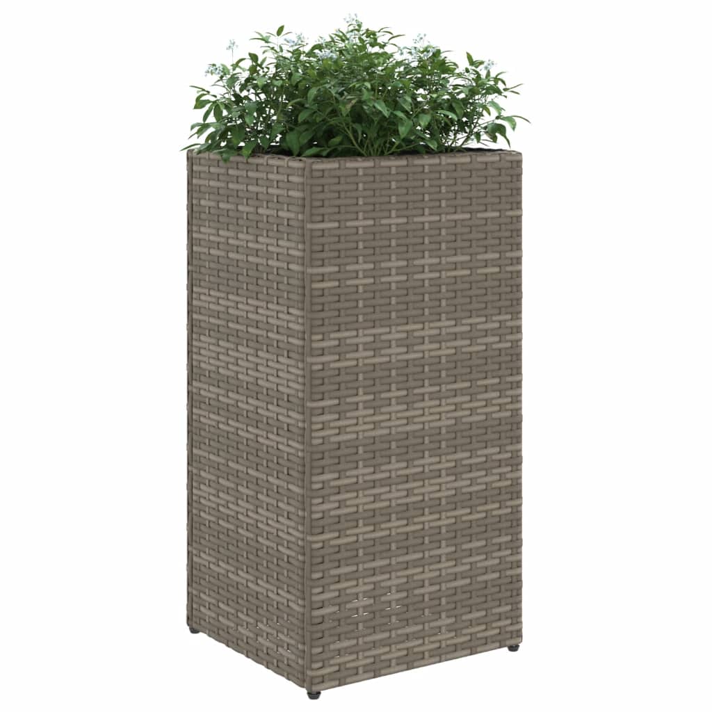 Garden Planters 2 pcs Grey 30x30x60 cm Poly Rattan