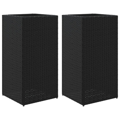 Garden Planters 2 pcs Black 40x40x80 cm Poly Rattan