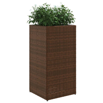 Garden Planters 2 pcs Brown 40x40x80 cm Poly Rattan