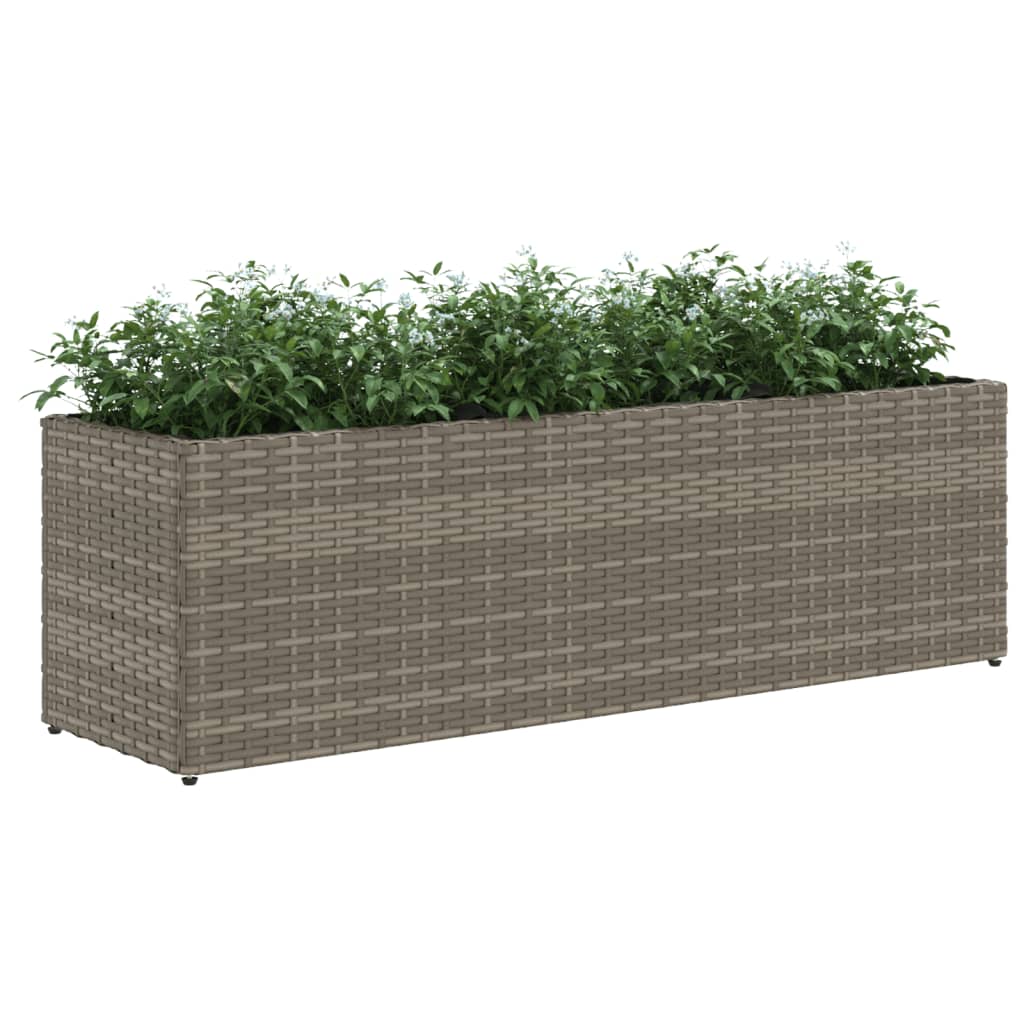 Garden Planters with 3 Pots 2 pcs Grey 105x30x32 cm Poly Rattan