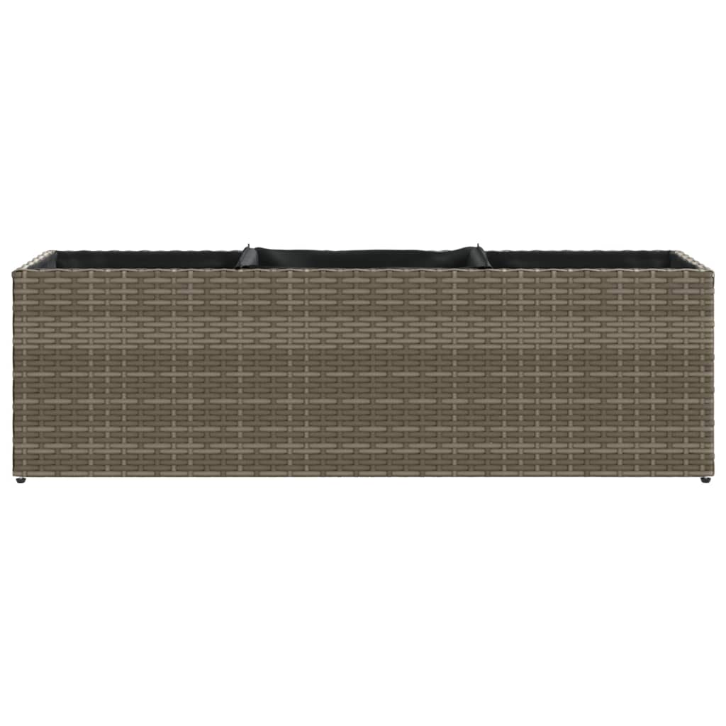 Garden Planters with 3 Pots 2 pcs Grey 105x30x32 cm Poly Rattan