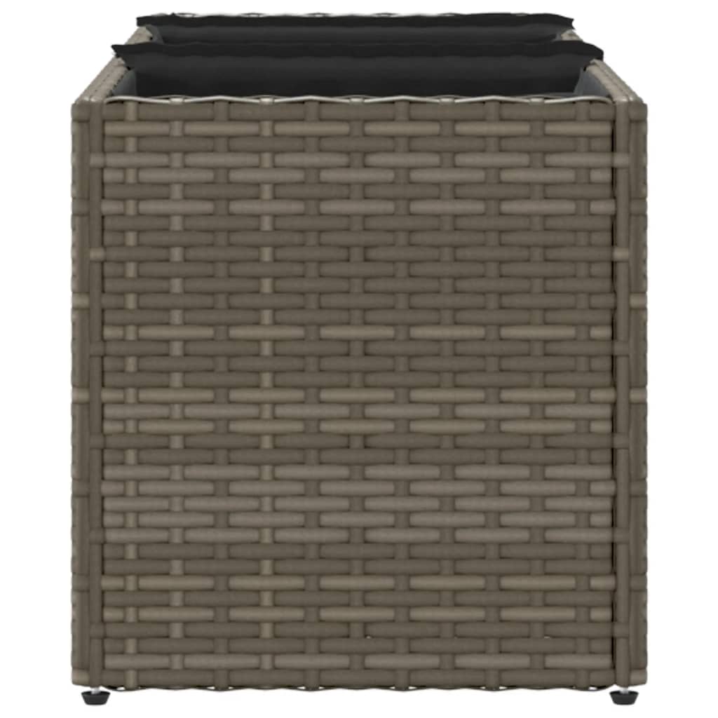 Garden Planters with 3 Pots 2 pcs Grey 105x30x32 cm Poly Rattan