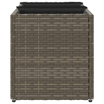 Garden Planters with 3 Pots 2 pcs Grey 105x30x32 cm Poly Rattan