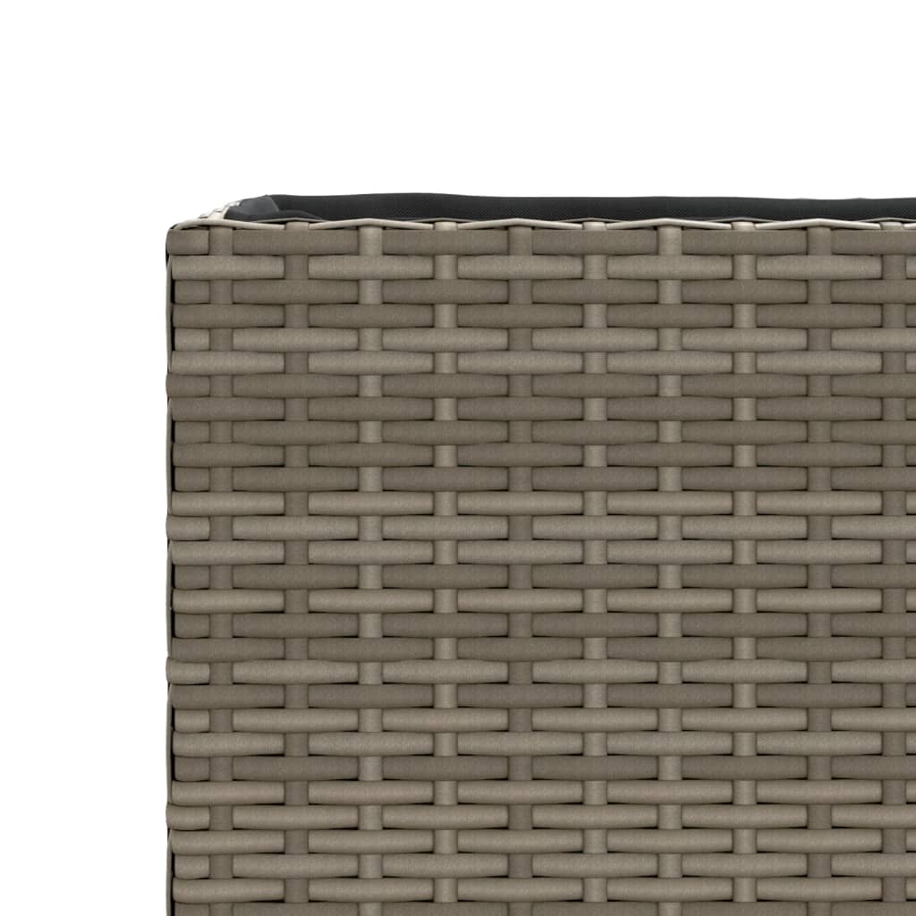 Garden Planters with 3 Pots 2 pcs Grey 105x30x32 cm Poly Rattan