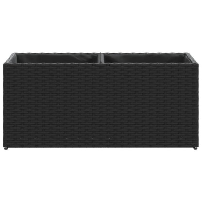 Garden Planters with 2 Pots 2 pcs Black 72x30x32 cm Poly Rattan