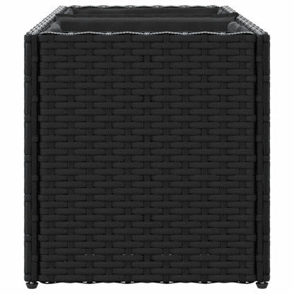 Garden Planters with 2 Pots 2 pcs Black 72x30x32 cm Poly Rattan