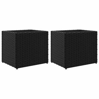 Garden Planters 2 pcs Black 36x30x32 cm Poly Rattan