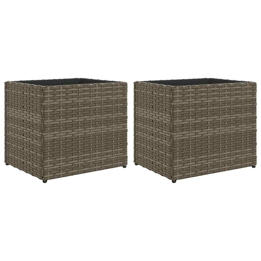 Garden Planters 2 pcs Grey 36x30x32 cm Poly Rattan