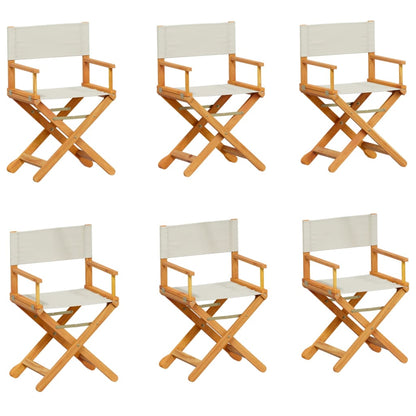 6 Piece Folding Garden Chairs Cream White Fabric
