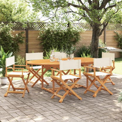 6 Piece Folding Garden Chairs Cream White Fabric