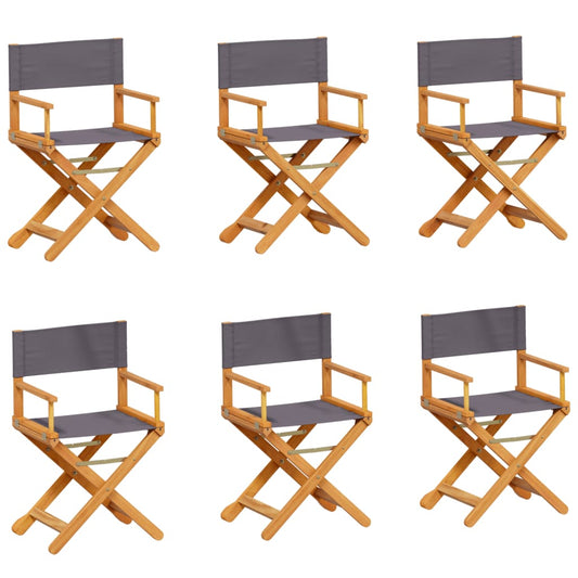 6 Piece Folding Chairs Dark Grey Fabric