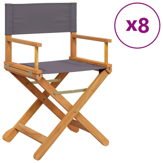 8 Piece Folding Chairs Dark Grey Fabric