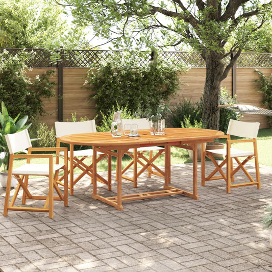 4 Piece Folding Garden Chairs Cream White Fabric