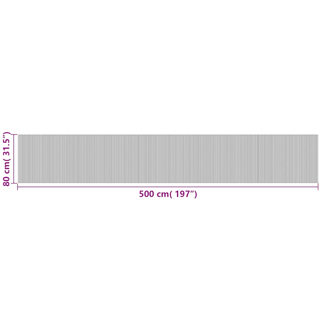 Rug | Black | Bamboo, Polypropylene | 80x500 cm | Non-slip | Rug