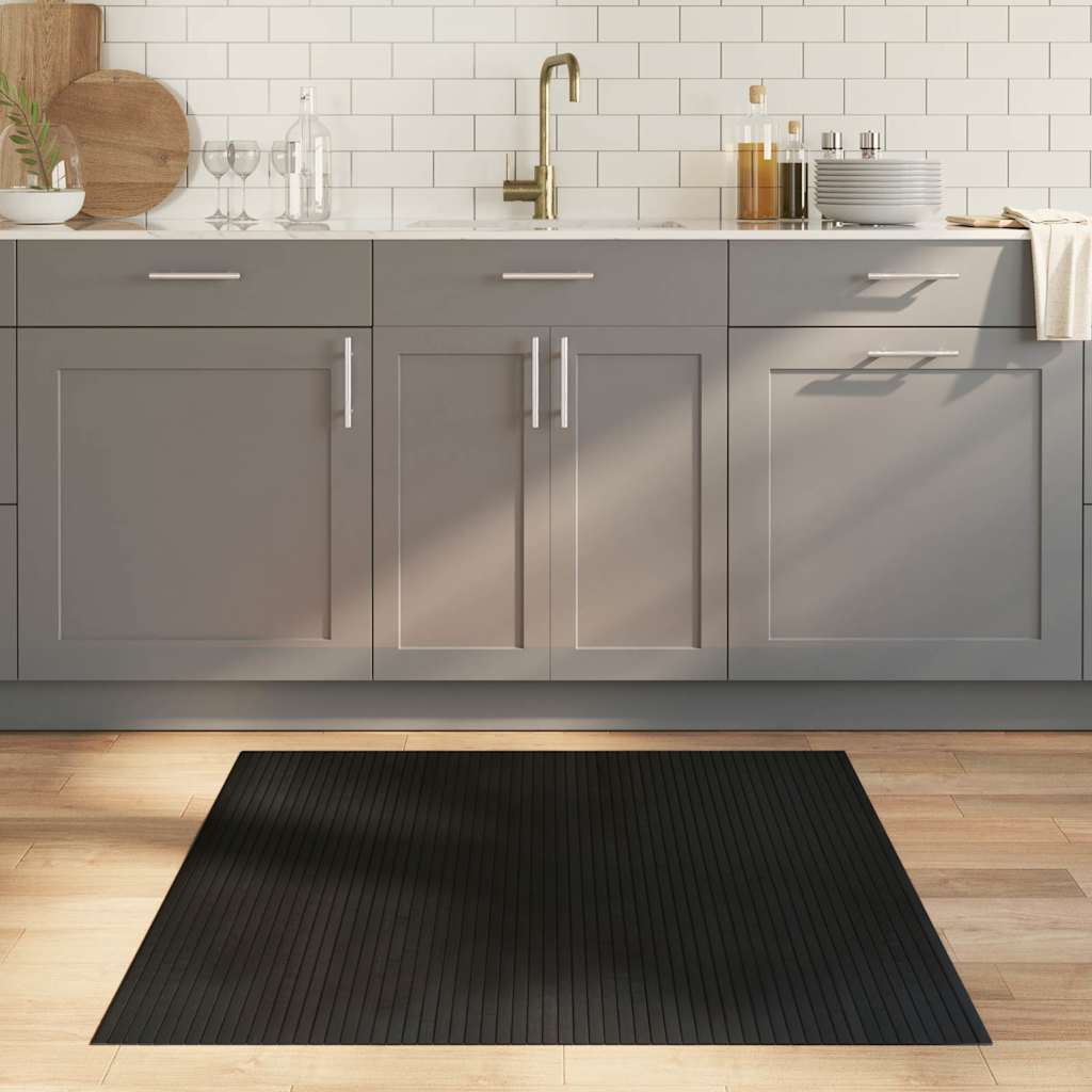 Rug Square Black 100x100 cm Bamboo