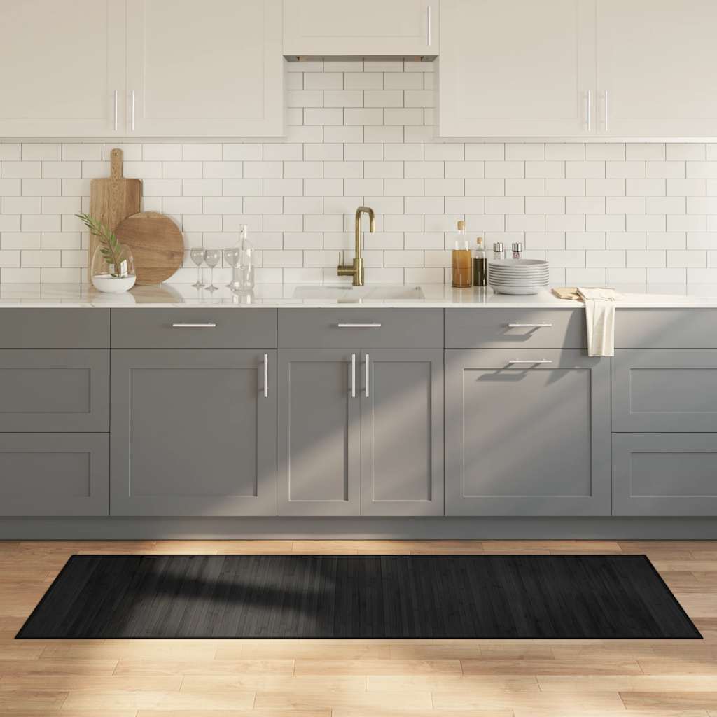 Rug Rectangular Black70x200 cm Bamboo
